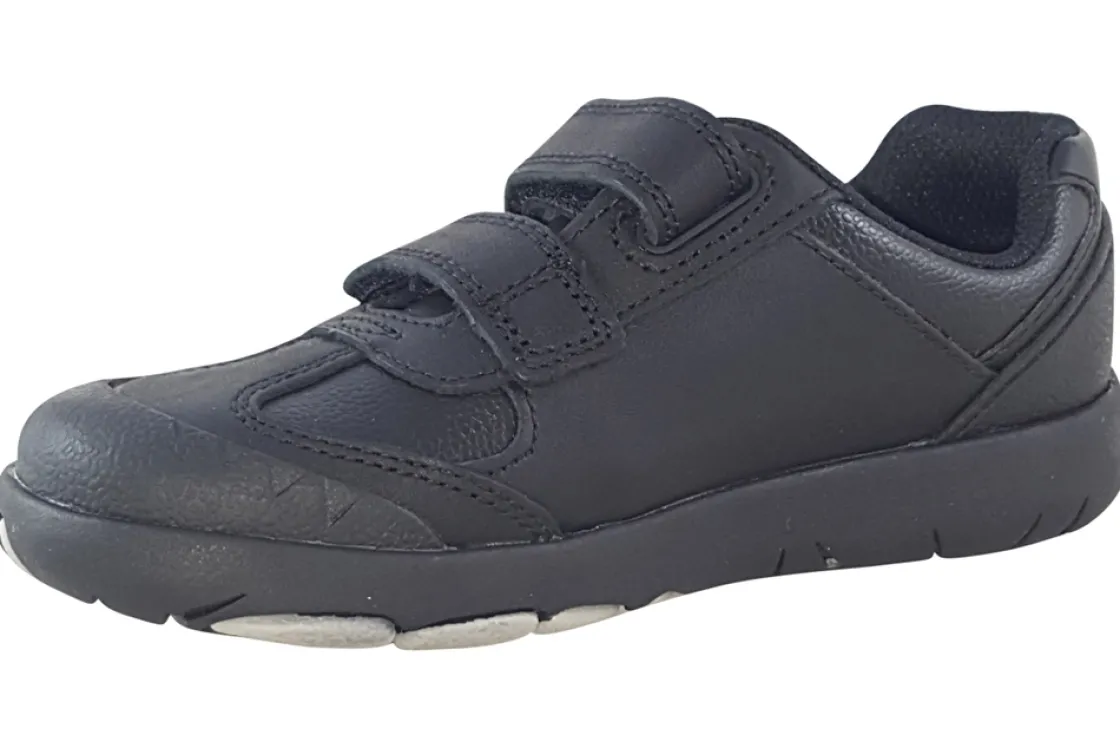 BOY Clarks Velcro | Junior Boys<Rex Stride K Black Boys School Shoes
