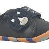 BOY Clarks Velcro | Boys First Shoes<Roamer Tri T Boys Leather First Shoes Grey Blue