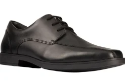 BOY Clarks Junior Boys | Senior Boys<Scala Step Y Black Boys Leather School Shoes