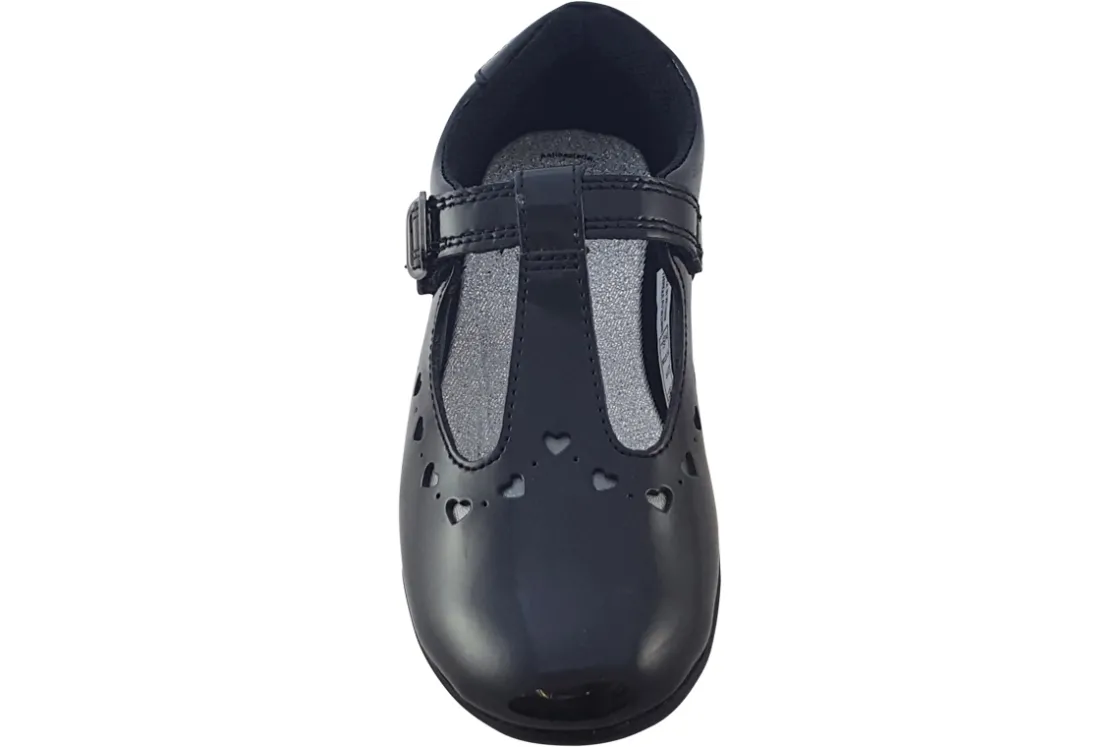 Clarks Junior Girls | Velcro<ScalaDress K. Black Girls Leather Patent School Shoes