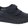 BOY Clarks Junior Boys | Velcro<Scape Flare K Black Boys Leather School Shoes