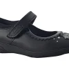 Clarks Velcro | Junior Girls<Sea Shimmer K Black Girls Leather School Shoes