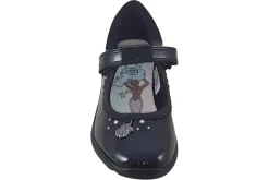 Clarks Velcro | Junior Girls<Sea Shimmer K Black Girls Leather School Shoes