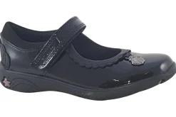 Clarks Velcro | Junior Girls<Sea Shimmer T Black Girls Leather Patent School Shoes