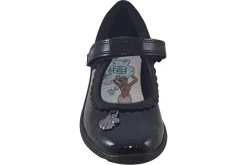 Clarks Velcro | Junior Girls<Sea Shimmer T Black Girls Leather Patent School Shoes