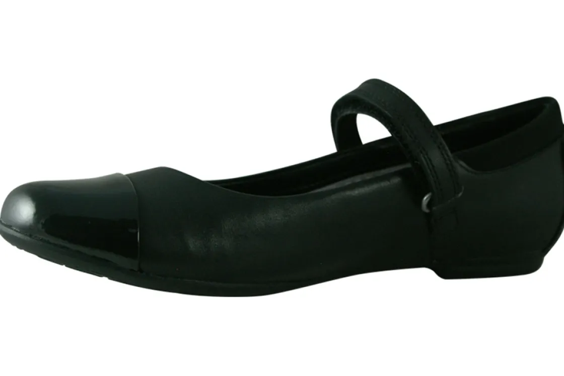 Clarks Velcro | Junior Girls<Tizz Talk Black (E Fit) Girls Leather Shoes