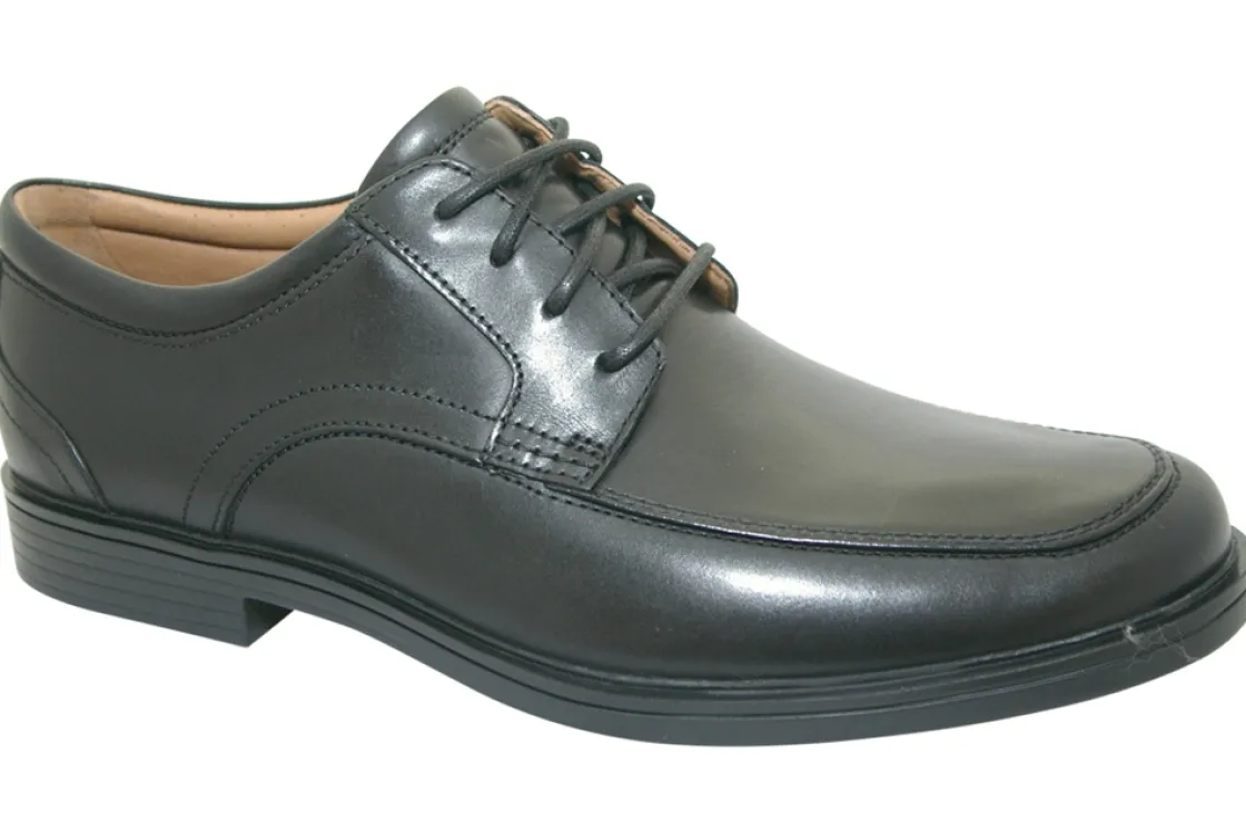 Clarks Mens Shoes | Apron Toe<Un Aldric Park Black Mens Leather Shoes