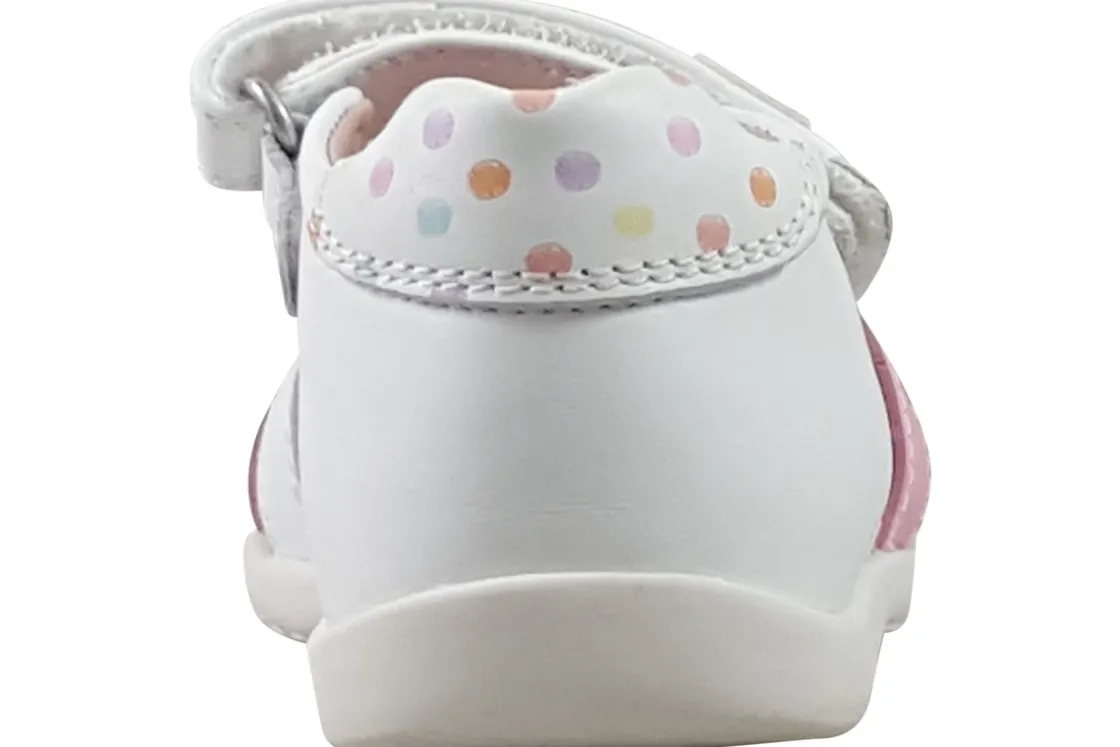 Garvalin Girls Sandals | Velcro<Basic Heart SDL 242306B Girls Sandals White Pink