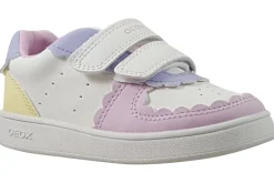 Geox Velcro | Girls First Shoes<B Eclyper Girl B555MA Girls Fashion Trainers White Yellow