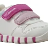 Geox Velcro | Girls First Shoes<B Iupidoo Girl B5558A Girls Fashion Trainers White Fuchisa