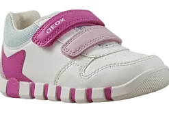 Geox Velcro | Girls First Shoes<B Iupidoo Girl B5558A Girls Fashion Trainers White Fuchisa