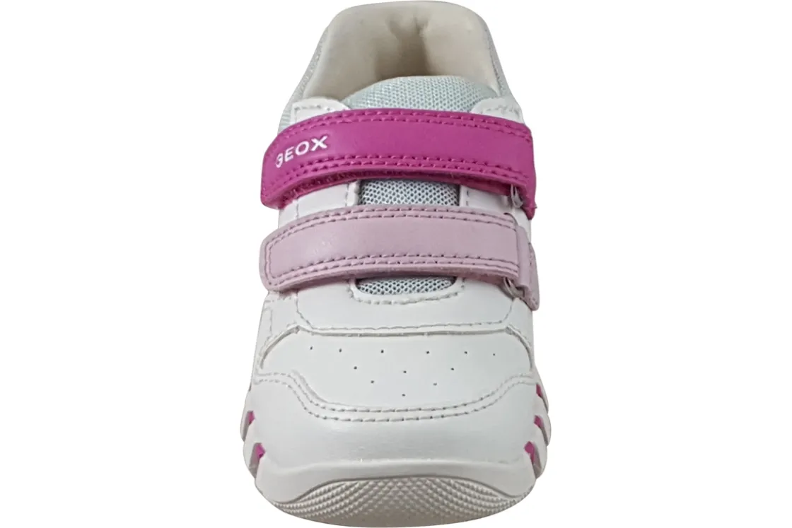 Geox Velcro | Girls First Shoes<B Iupidoo Girl B5558A Girls Fashion Trainers White Fuchisa