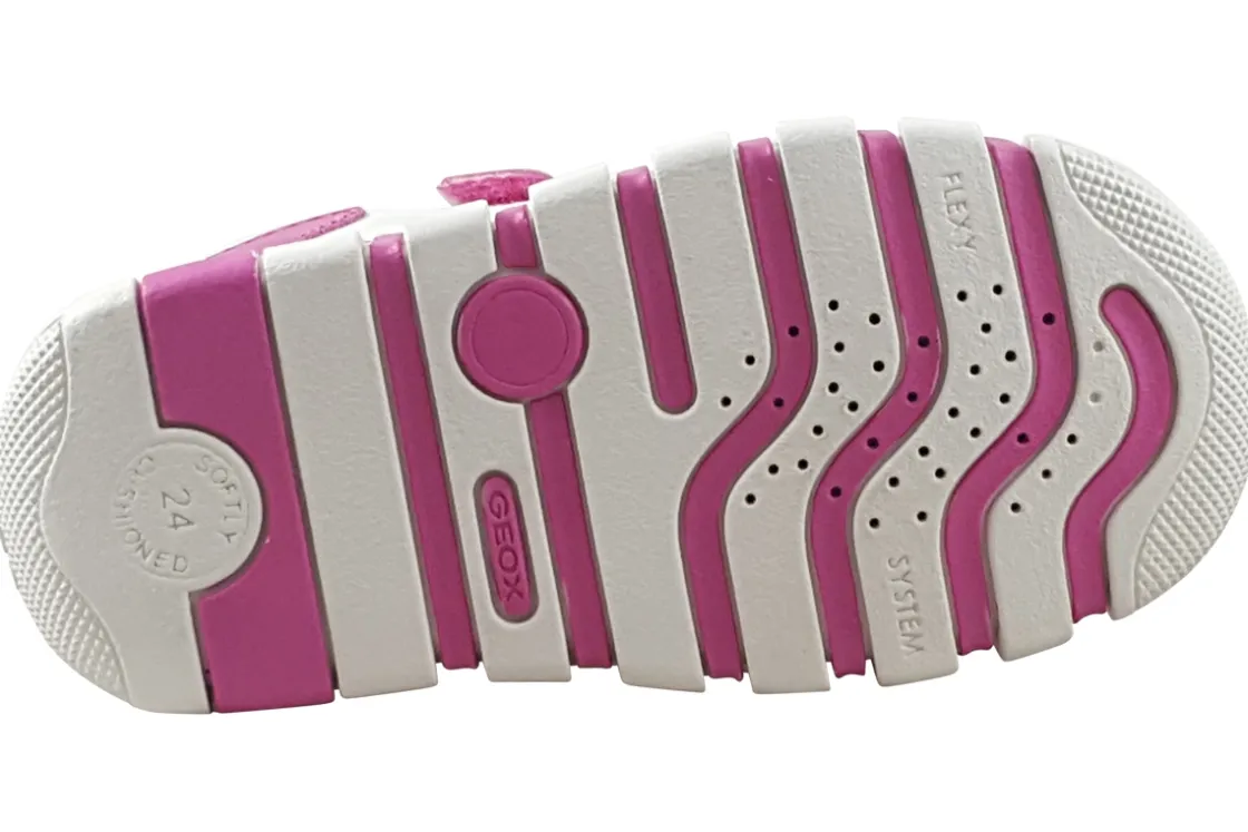 Geox Velcro | Girls First Shoes<B Iupidoo Girl B5558A Girls Fashion Trainers White Fuchisa
