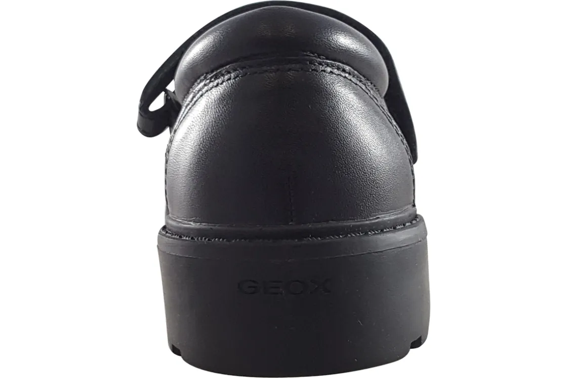 Geox Junior Girls | Senior Girls<Casey MJ Girl J642OP Black Girls Leather School Shoes