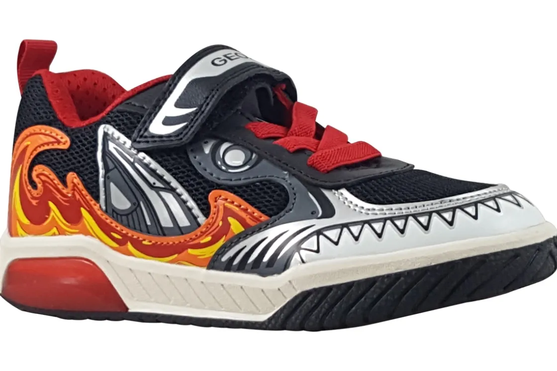 BOY Geox Velcro | Breathable Membrane<J Inek Boy J559CD Boys Fashion Trainers Black Red