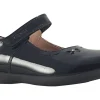 Geox Junior Girls | Velcro<J Naimara G J16FHA Black Leather Patent Girls School Shoes
