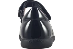 Geox Junior Girls | Velcro<J Naimara G J16FHA Black Leather Patent Girls School Shoes