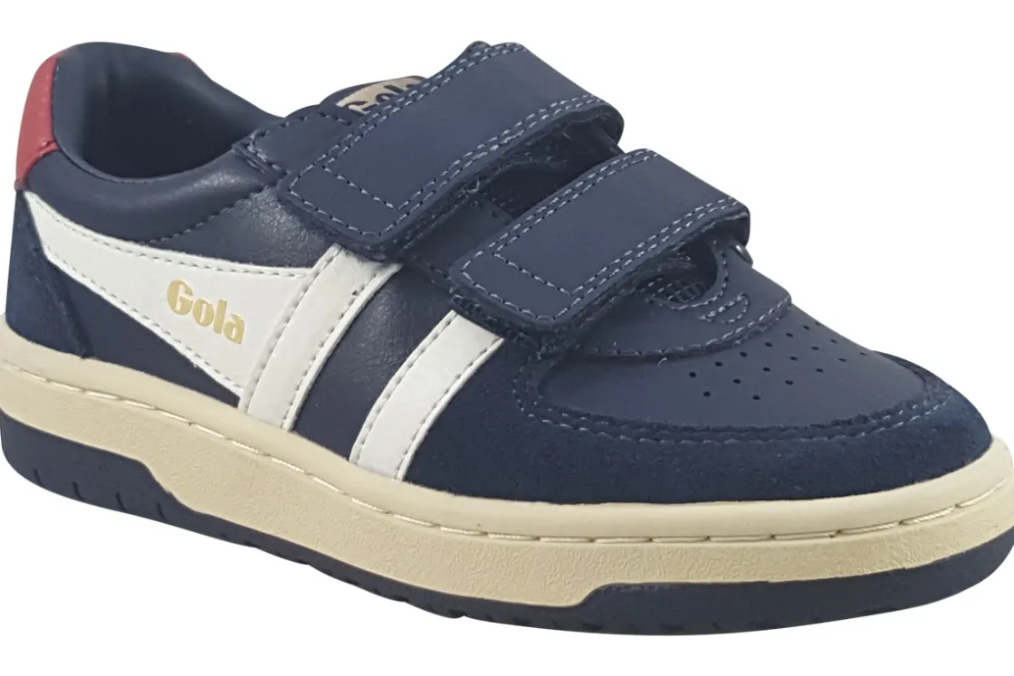 BOY Gola Velcro | Removable Insole<Hawk Strap CKA336 Boys Navy Leather Fashion Trainers