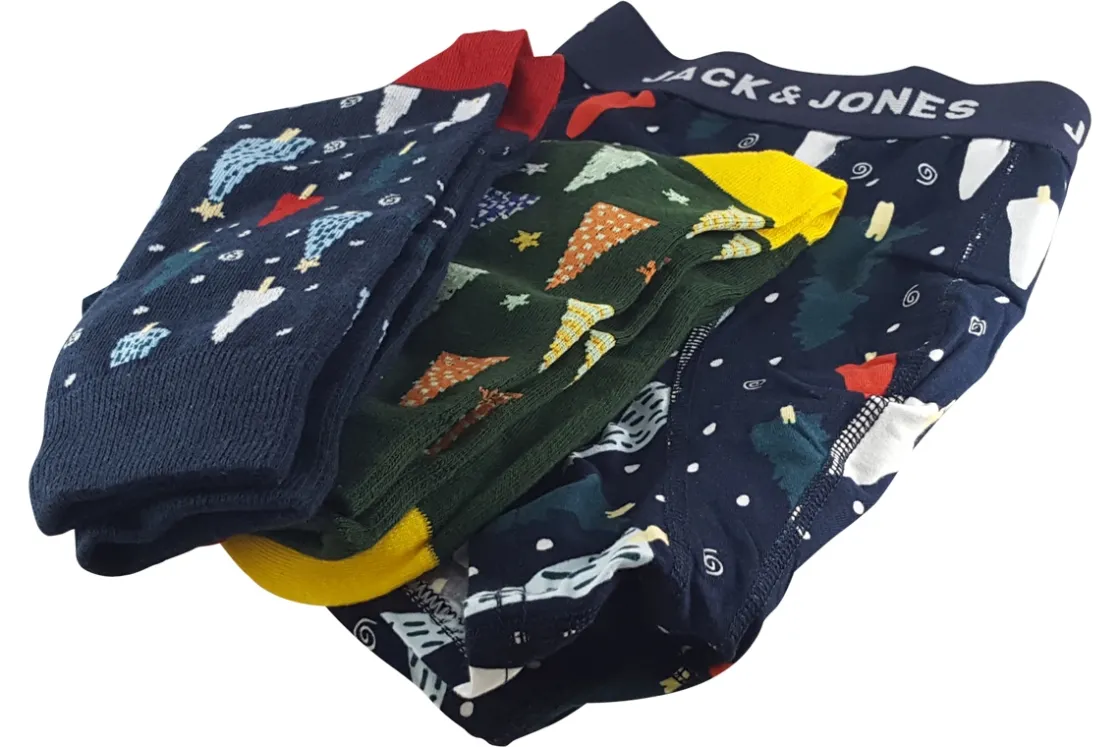 Jack Jones Mens Accessories<Xmas Tree Giftbox 12227537 Navy Mens Cotton Accessories