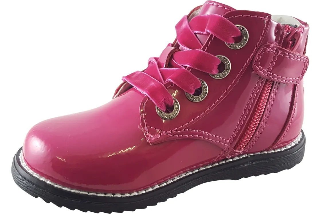 Lelli Kelly Zip | Girls Boots<Camille Baby LK3310 Girls Leather Patent Ankle Boots