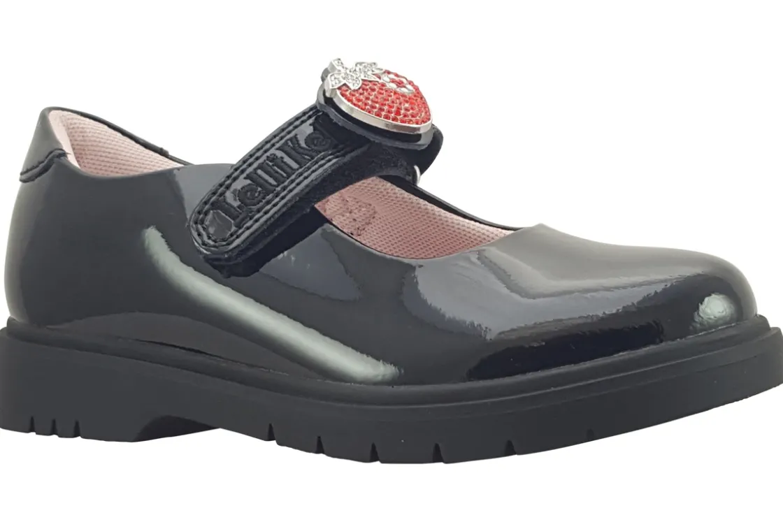 Lelli Kelly Junior Girls | Girls Shoes<Strawberry 2.0 LK8914 Girls Black Leather Patent School Shoes