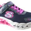 Skechers Velcro | Lights<FlutterHeart Lights 302317L Navy Girls Sports Trainers
