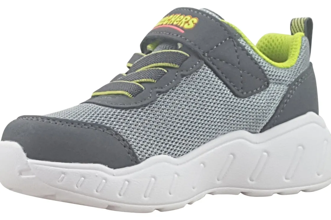 BOY Skechers Velcro | Boys Trainers<Play Scene 407312N Boys Fashion Trainers Charcoal Lime