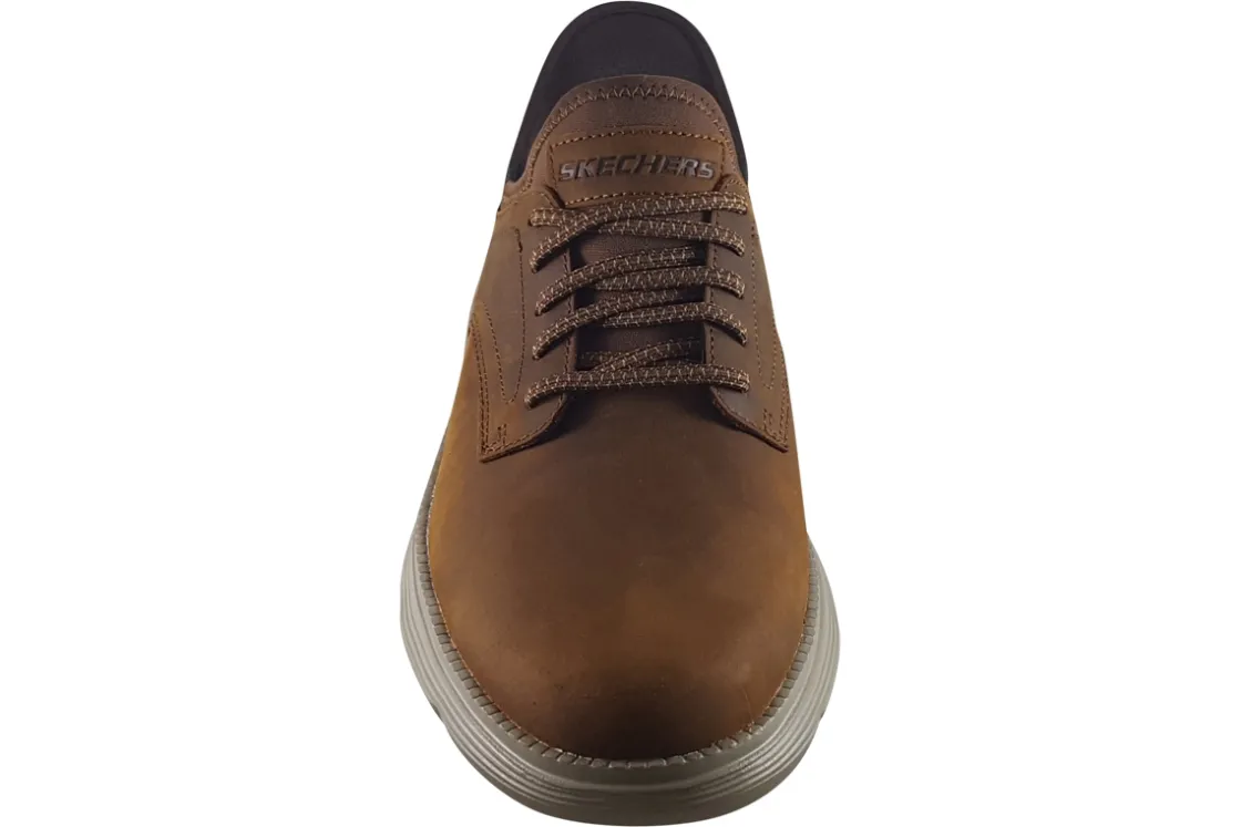 Skechers Plain Toe | Mens Shoes<Slip-Ins Garza 205046 Tan Mens Leather Fashion Trainers
