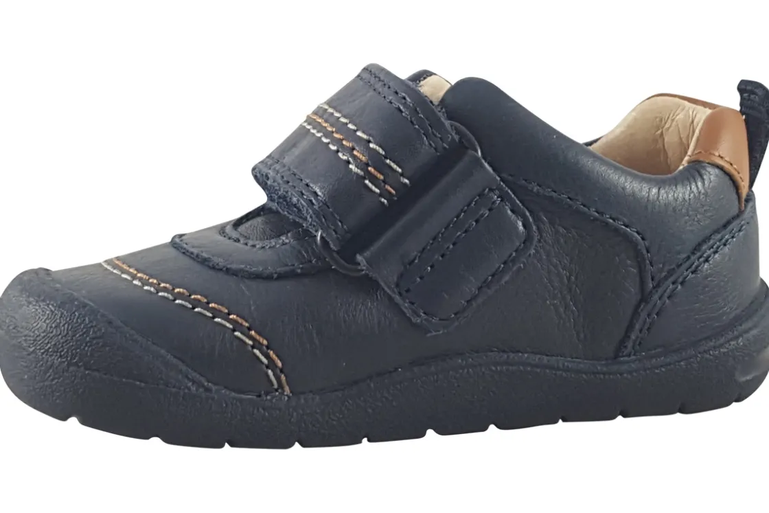 BOY Start-rite Velcro | Boys First Shoes<Footprint 0769 Navy Boys Leather First Shoes