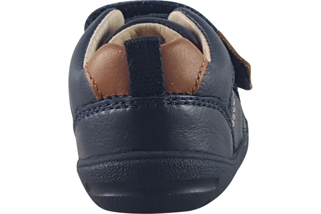 BOY Start-rite Velcro | Boys First Shoes<Footprint 0769 Navy Boys Leather First Shoes