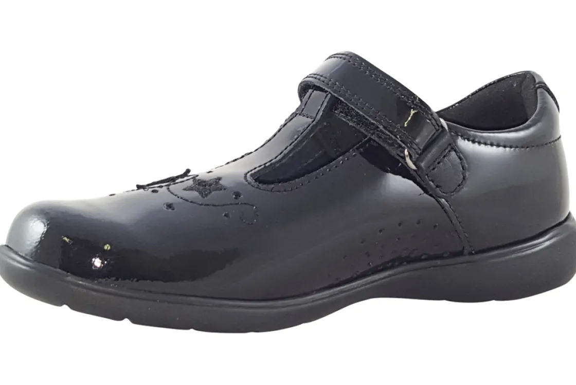 Start-rite Velcro | Junior Girls<Starjump BTS 2801-3 Black Girls Leather Patent School Shoes