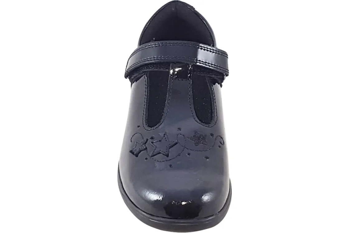 Start-rite Velcro | Junior Girls<Starjump BTS 2801-3 Black Girls Leather Patent School Shoes