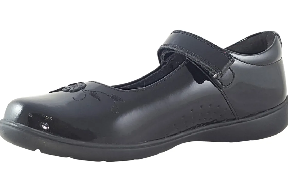 Start-rite Velcro | Junior Girls<Wish BTS 2800-3 Black Girls Leather Patent School Shoes