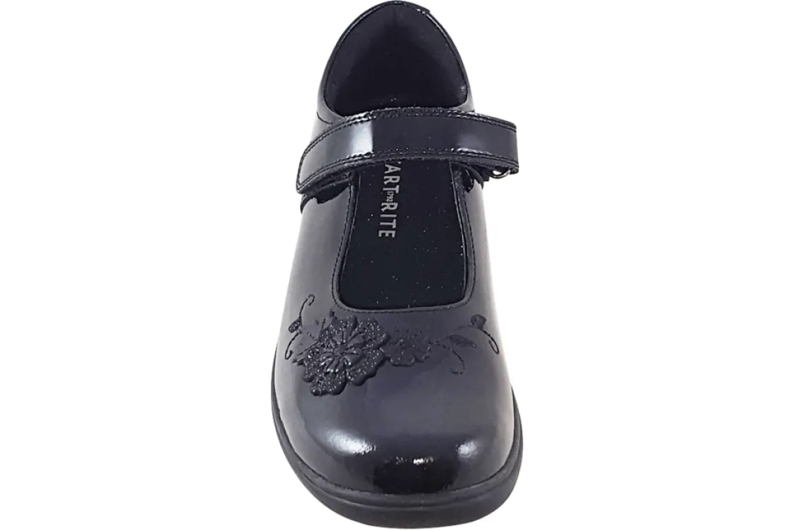 Start-rite Velcro | Junior Girls<Wish BTS 2800-3 Black Girls Leather Patent School Shoes