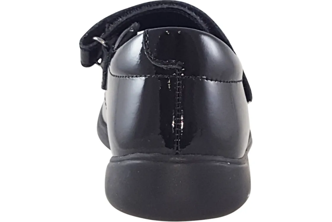 Start-rite Velcro | Junior Girls<Wish BTS 2800-3 Black Girls Leather Patent School Shoes