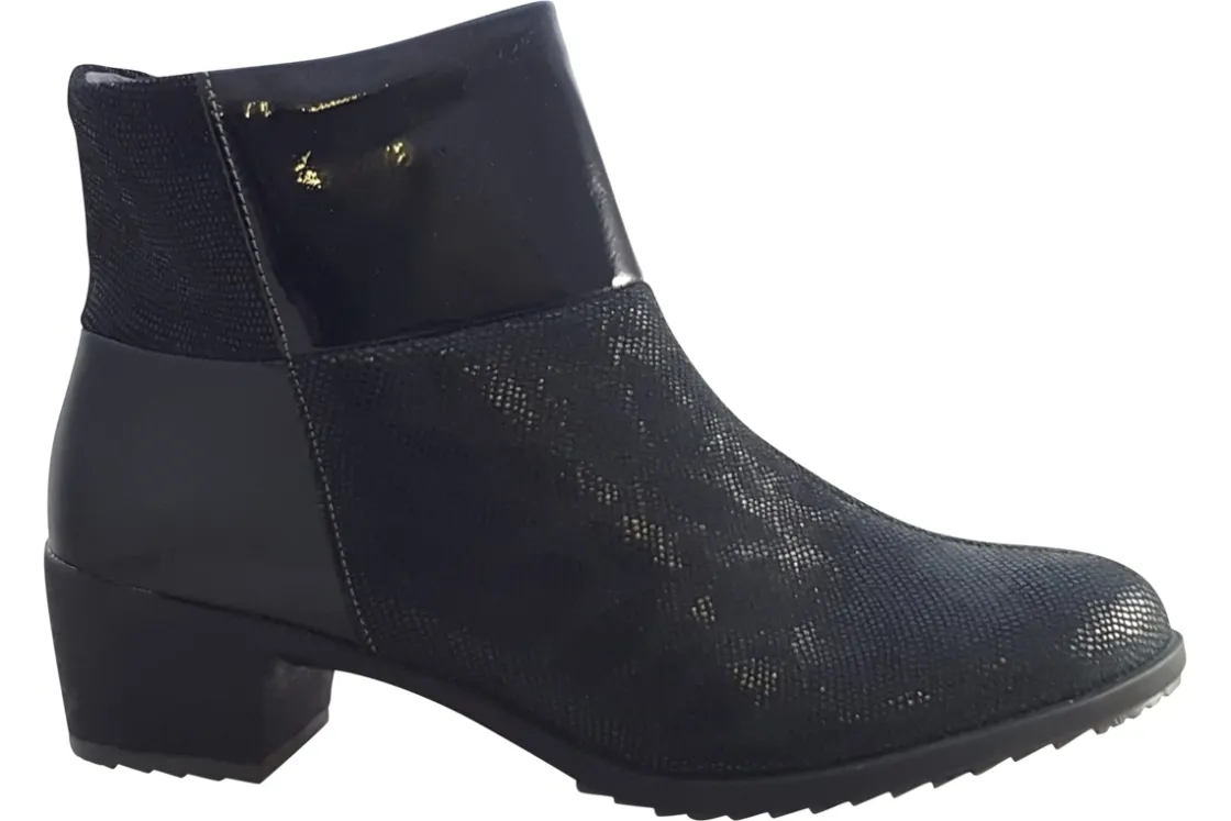 Women Suave Womens Boots<Pauline 6040 E (Wide Fit) Womens Leather Patent Ankle Boots