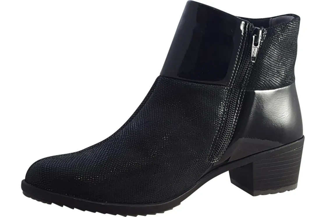 Women Suave Womens Boots<Pauline 6040 E (Wide Fit) Womens Leather Patent Ankle Boots