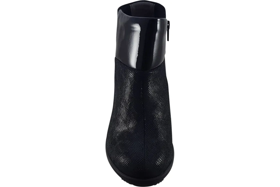 Women Suave Womens Boots<Pauline 6040 E (Wide Fit) Womens Leather Patent Ankle Boots
