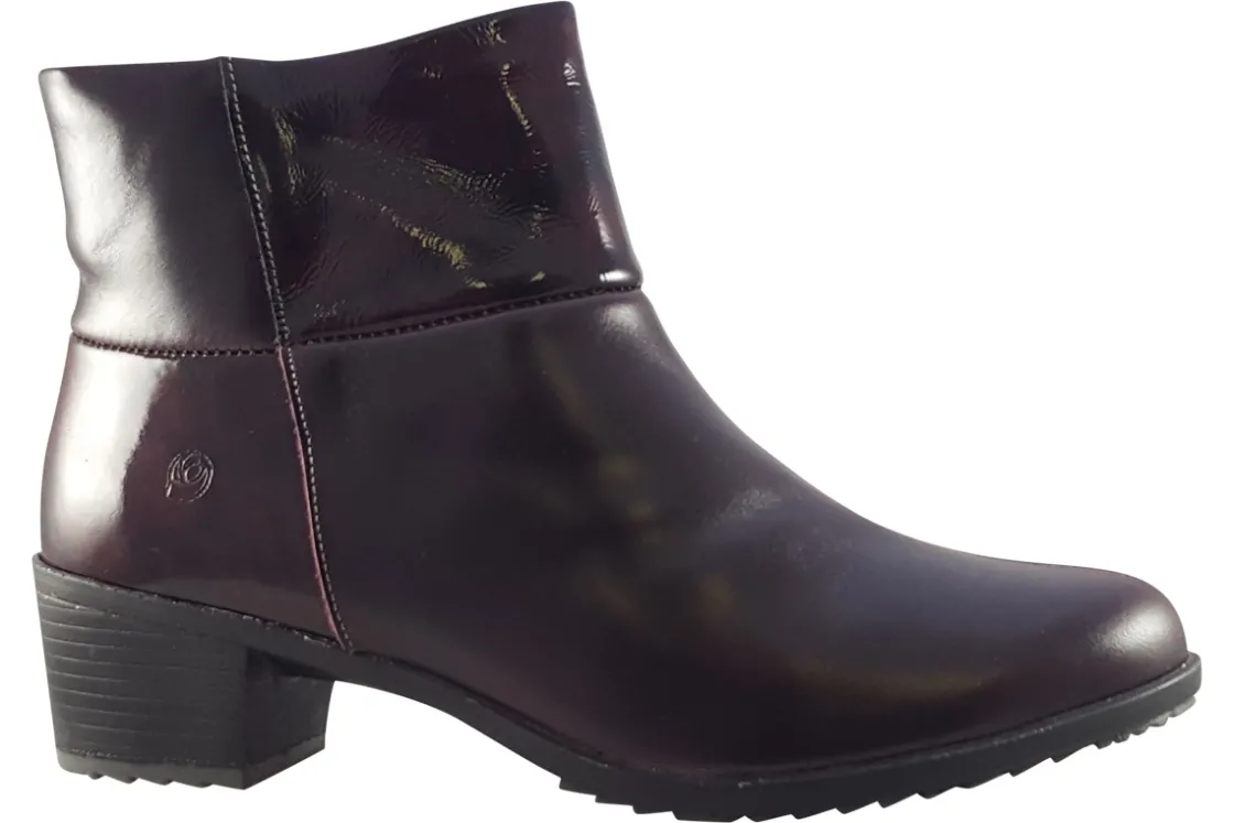 Women Suave Womens Boots<Pauline 6040 E (Wide Fit) Womens Leather Patent Ankle Boots