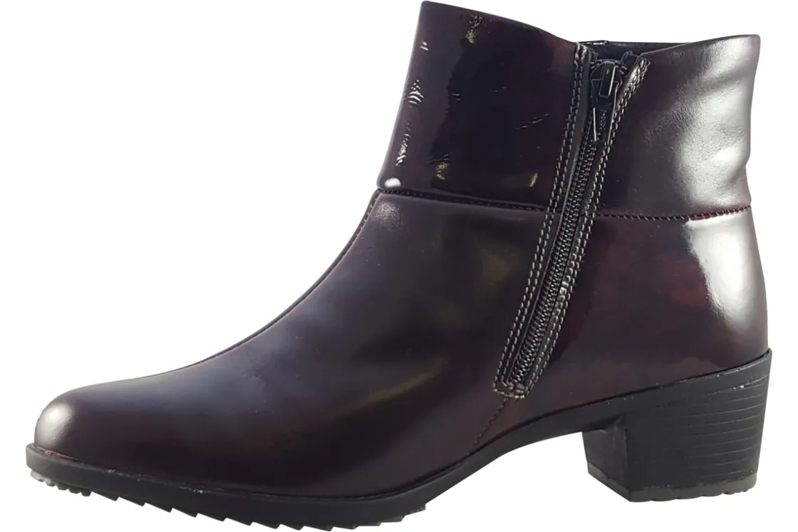 Women Suave Womens Boots<Pauline 6040 E (Wide Fit) Womens Leather Patent Ankle Boots