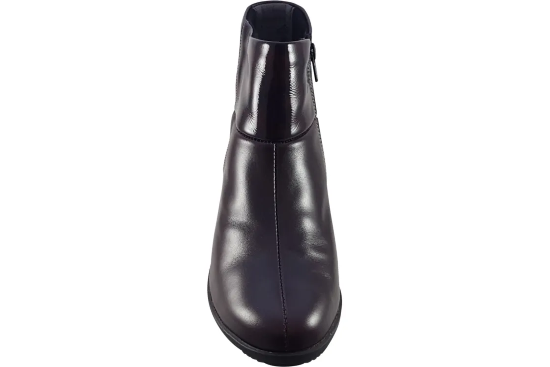 Women Suave Womens Boots<Pauline 6040 E (Wide Fit) Womens Leather Patent Ankle Boots